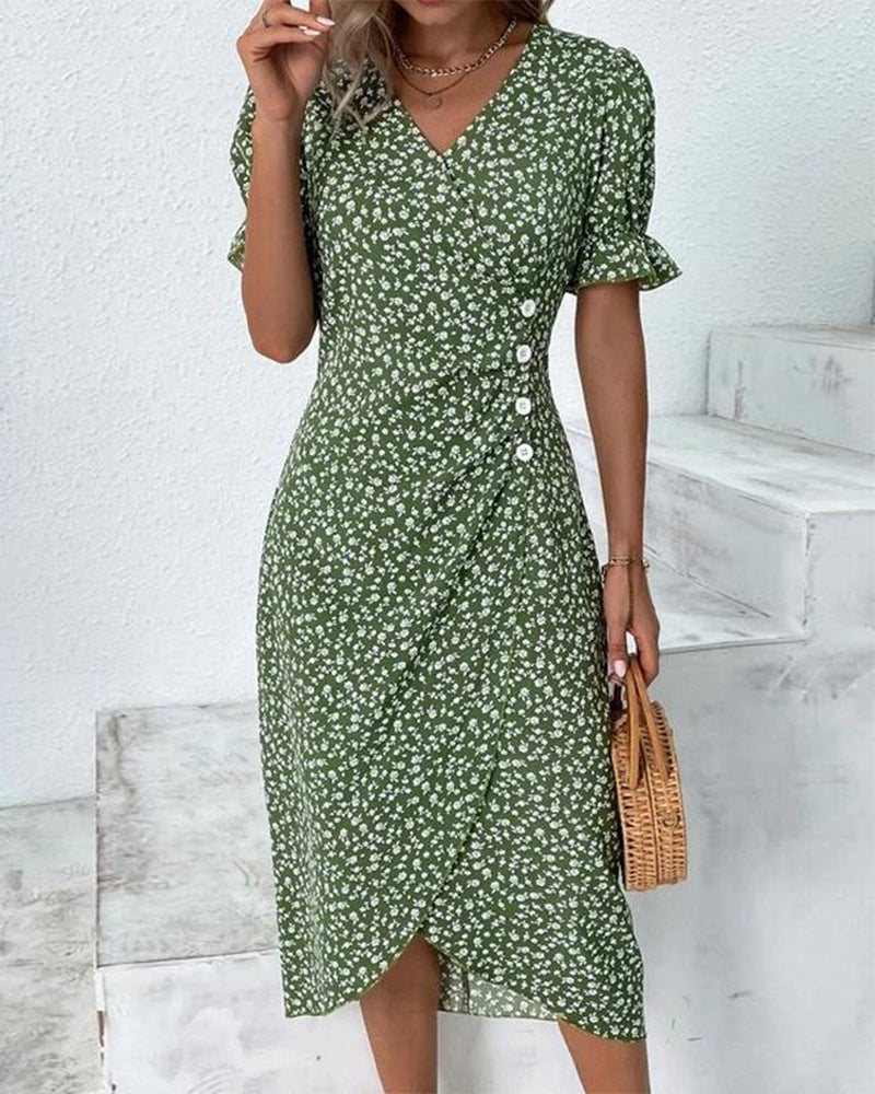 Aoife | Ditsy Floral Wrap Midi Dress