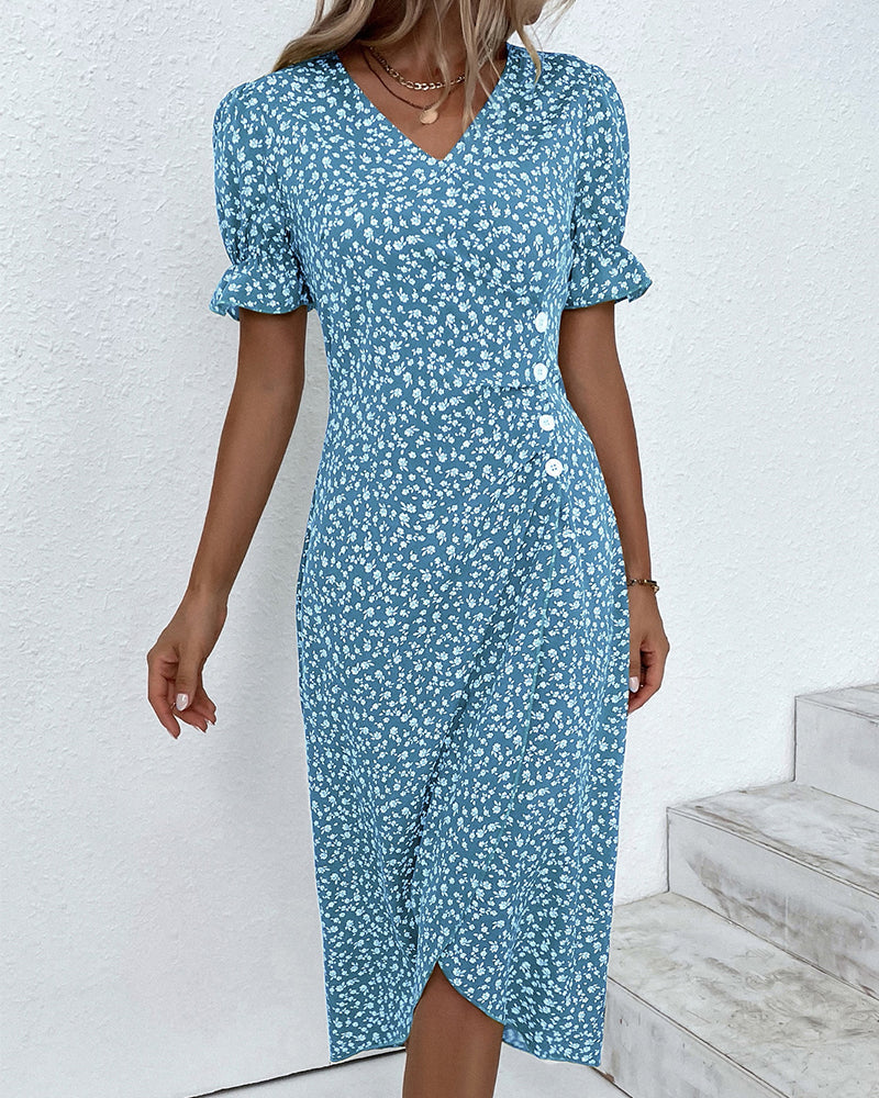 Aoife | Ditsy Floral Wrap Midi Dress