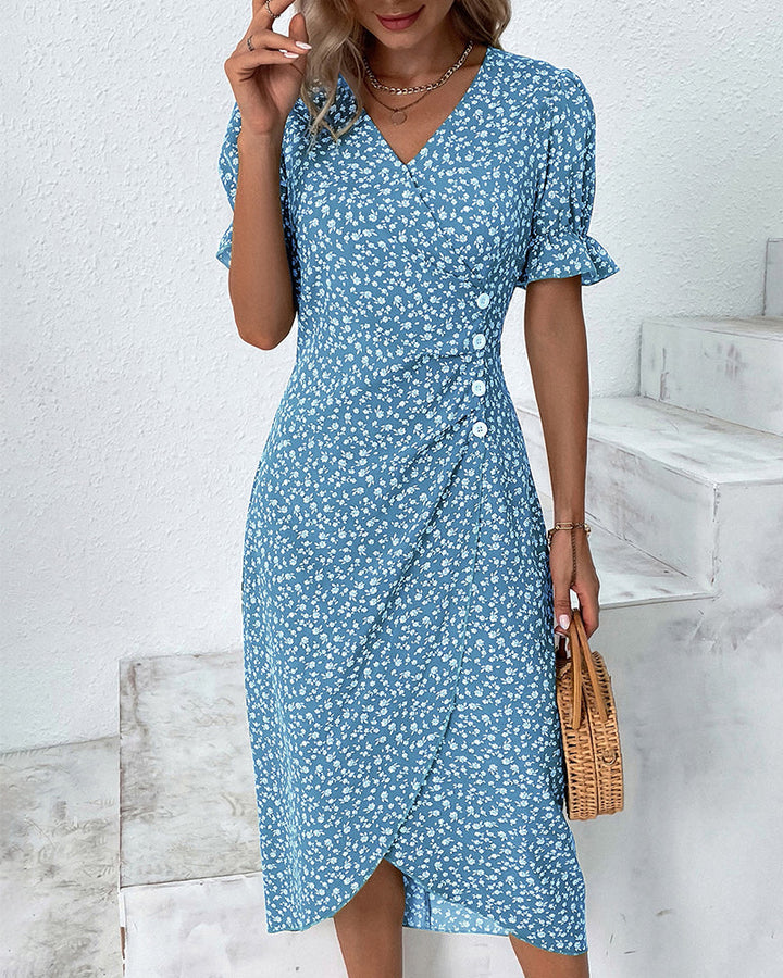 Aoife | Ditsy Floral Wrap Midi Dress