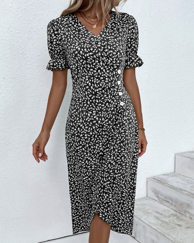 Aoife | Ditsy Floral Wrap Midi Dress