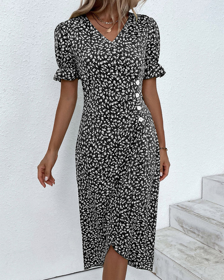 Aoife | Ditsy Floral Wrap Midi Dress