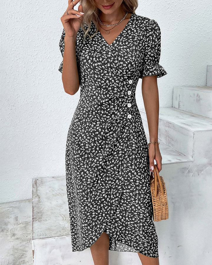Aoife | Ditsy Floral Wrap Midi Dress