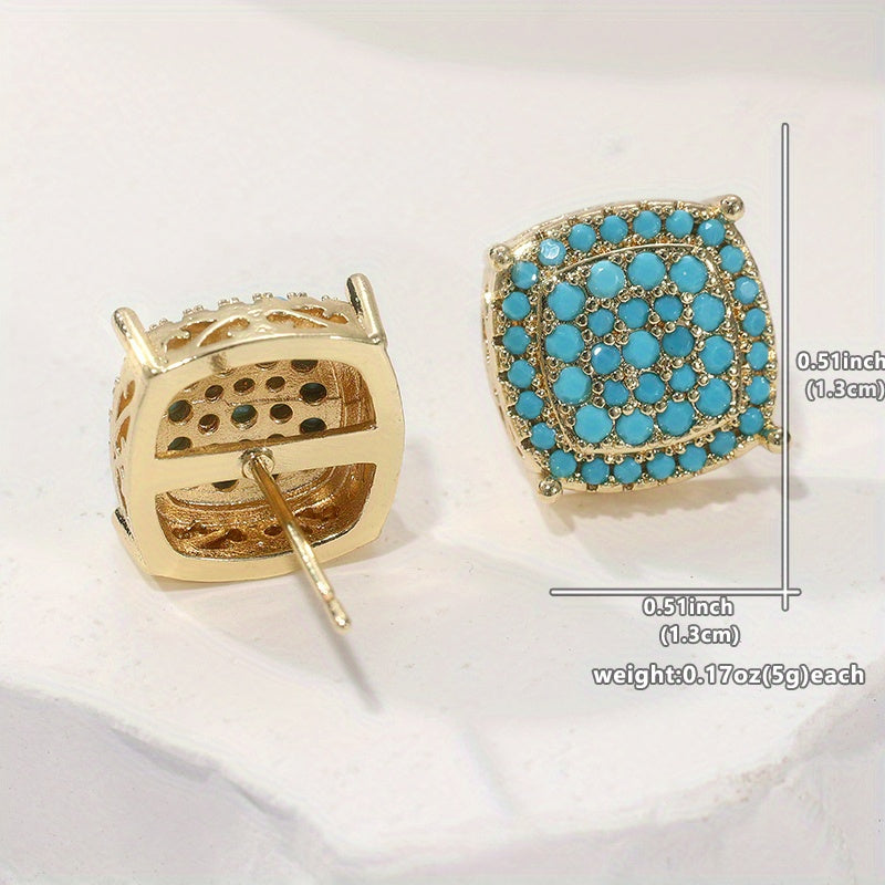 Nuala — Square Turquoise Pavé Studs