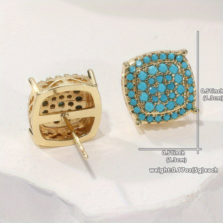 Nuala — Square Turquoise Pavé Studs