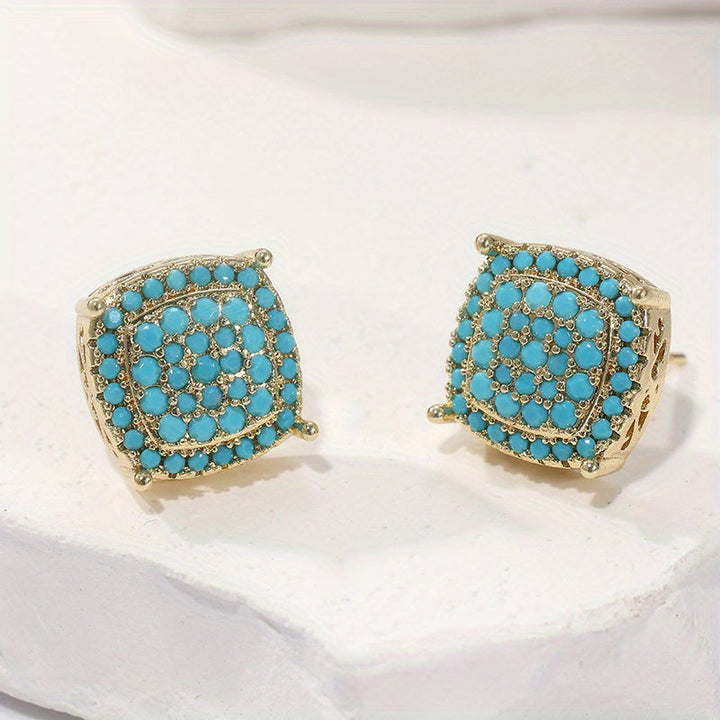 Nuala — Square Turquoise Pavé Studs