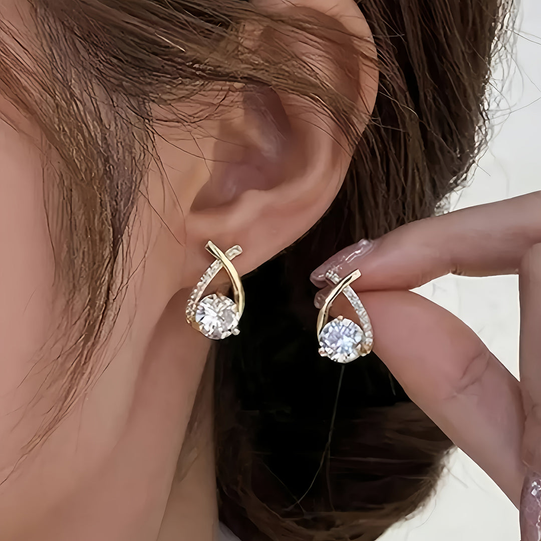 Erin — Gold Cross Zirconia Stud Earrings