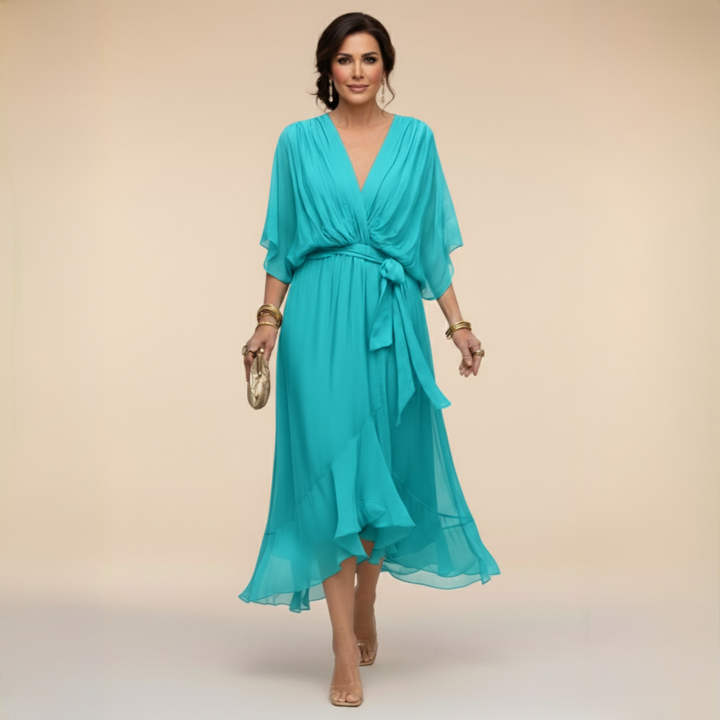 Monica | V-Neck Wrap Midi Dress