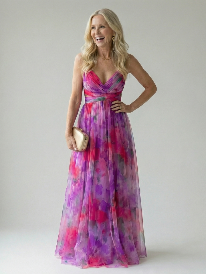 Liora — Watercolour Wrap Maxi Dress