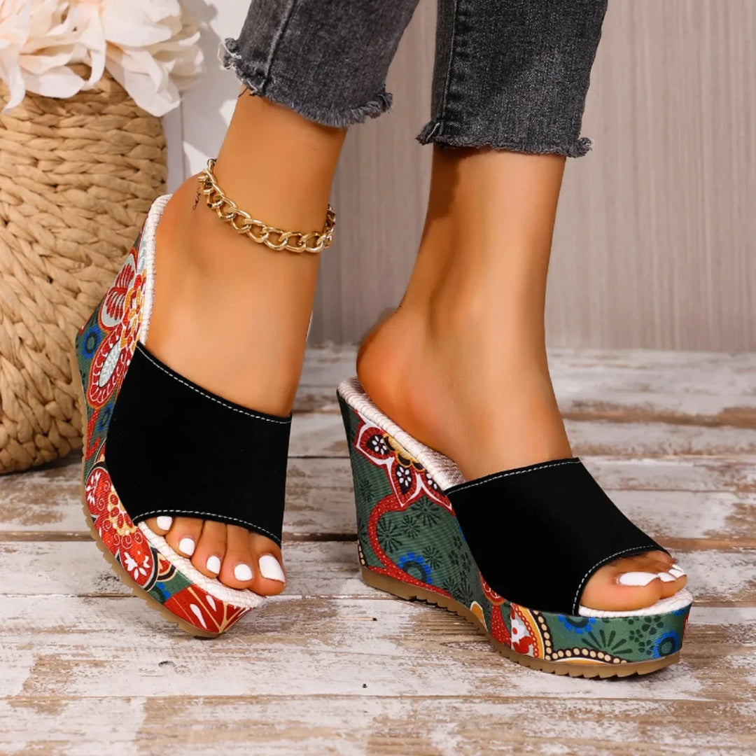 Joelle™ — Sculptural Mules with Floral Heel
