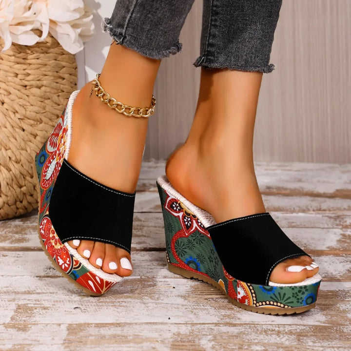 Joelle™ — Sculptural Mules with Floral Heel