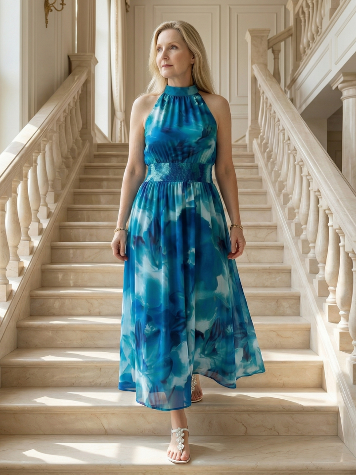 Marisol — Tie-Dye Halter Maxi Dress