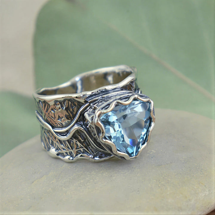 Colleen — Blue Heart Statement Ring