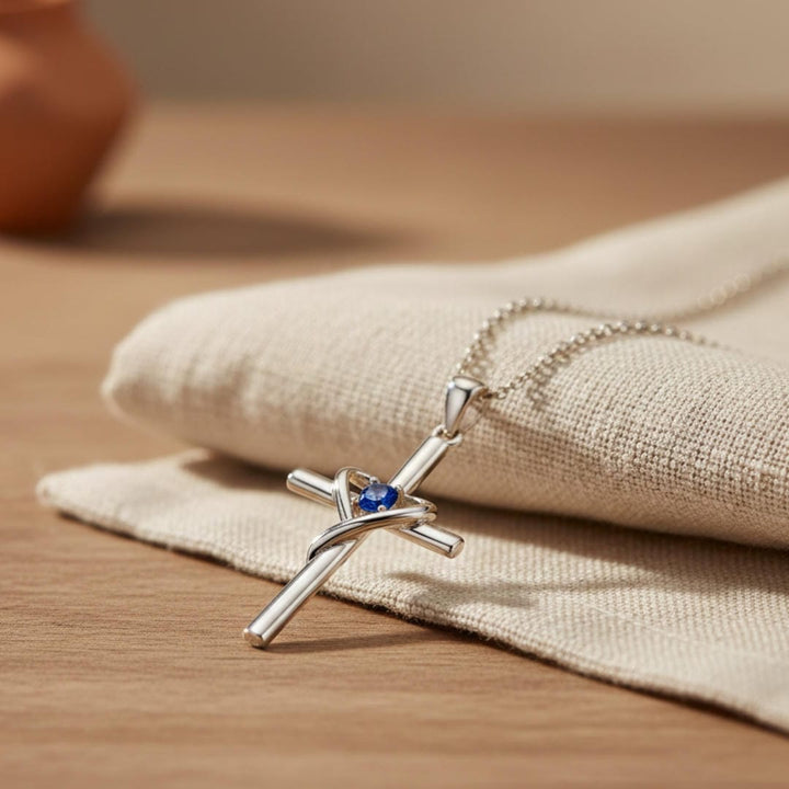 Ciara — Refined Sapphire Cross Necklace