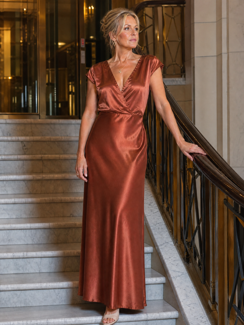 Marguerite — Cap-Sleeve Wrap Maxi Dress