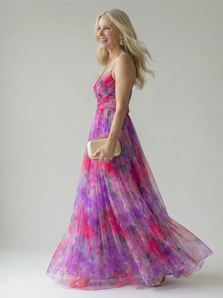 Liora — Watercolour Wrap Maxi Dress