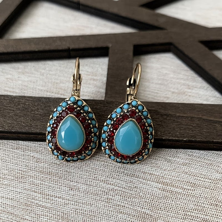 Erin — Antique Teardrop Turquoise Earrings