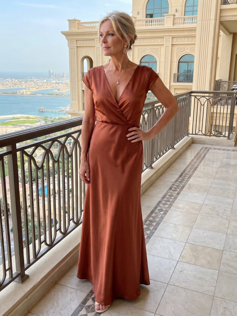 Marguerite — Cap-Sleeve Wrap Maxi Dress