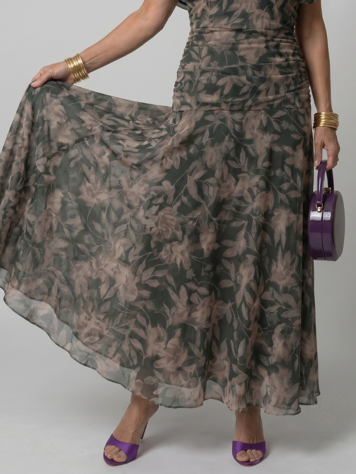Apolline — Off-Shoulder Watercolour Midi Dress