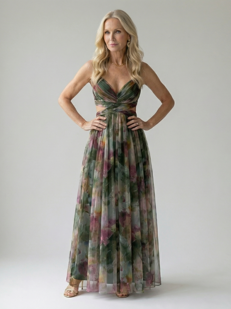 Liora — Watercolour Wrap Maxi Dress