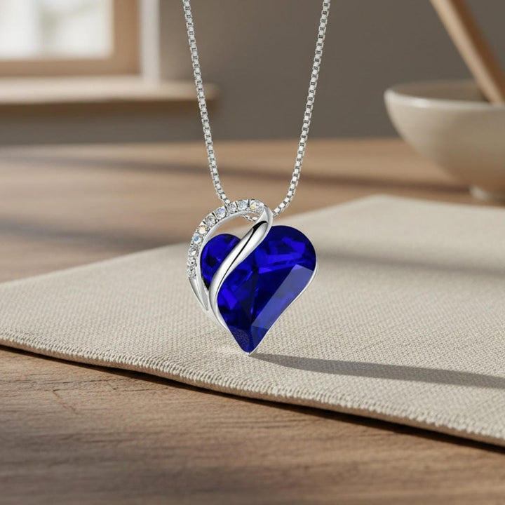 Saoirse — Sapphire Heart Infinity Necklace
