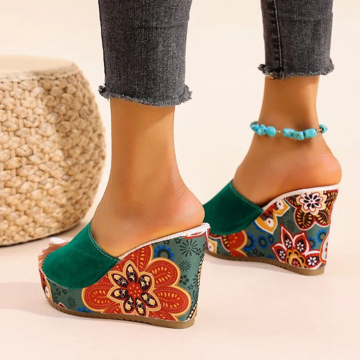 Joelle™ — Sculptural Mules with Floral Heel