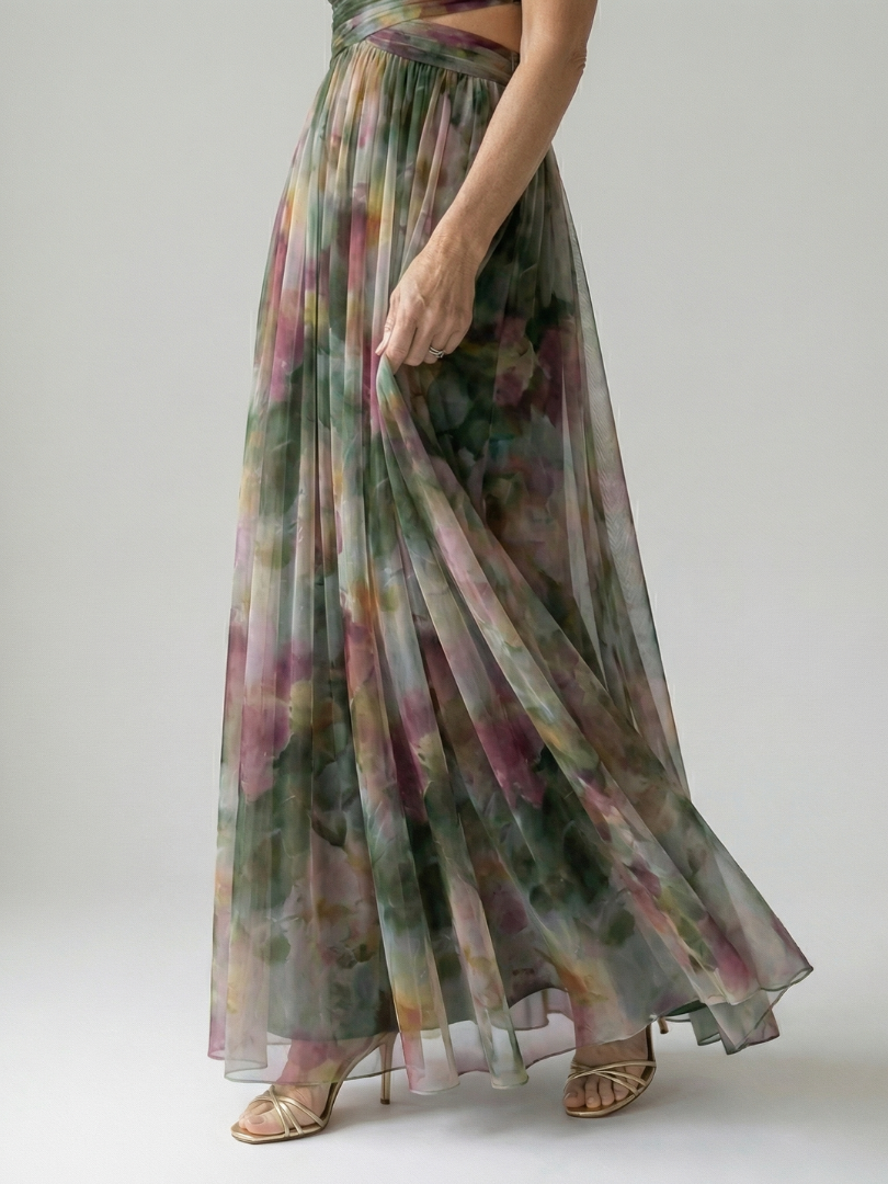 Liora — Watercolour Wrap Maxi Dress