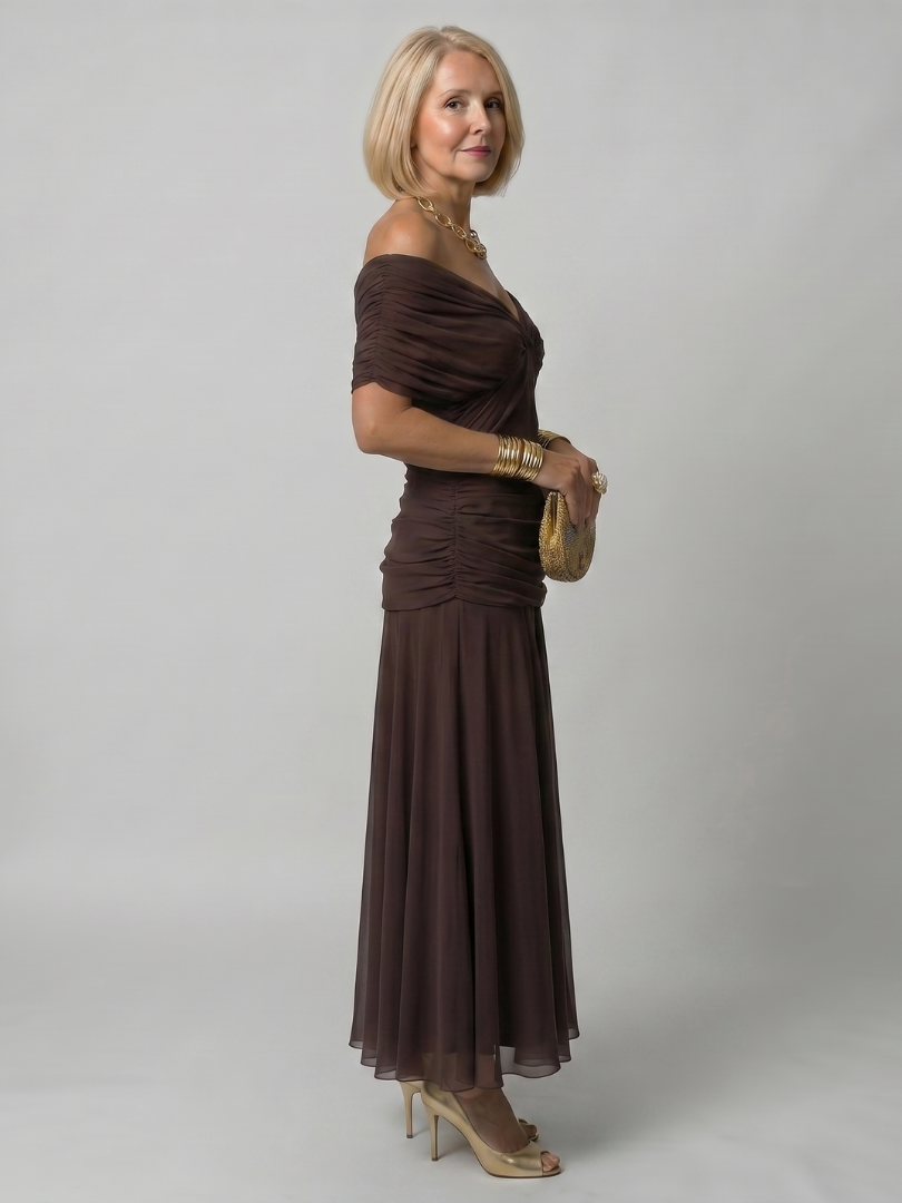 Apolline — Off-Shoulder Watercolour Midi Dress
