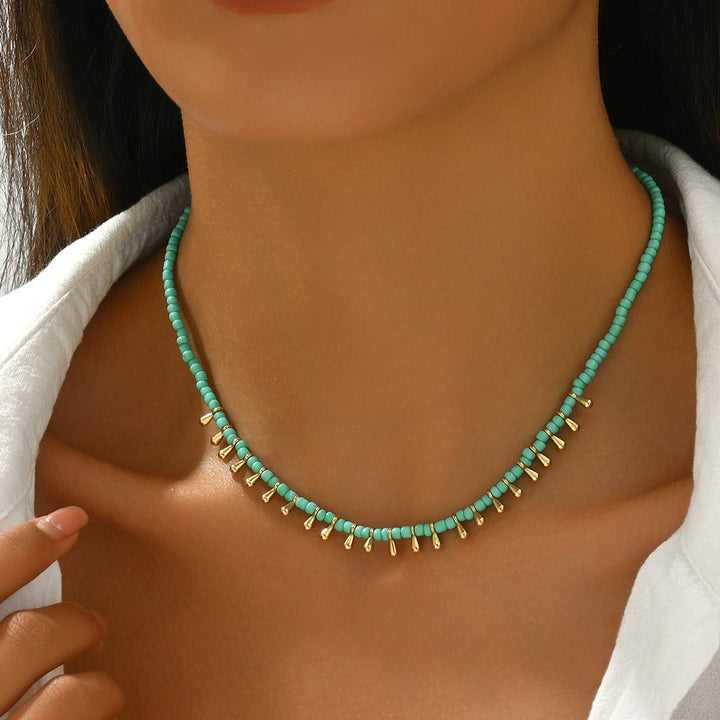 Úna — Dainty Turquoise & Gold Necklace