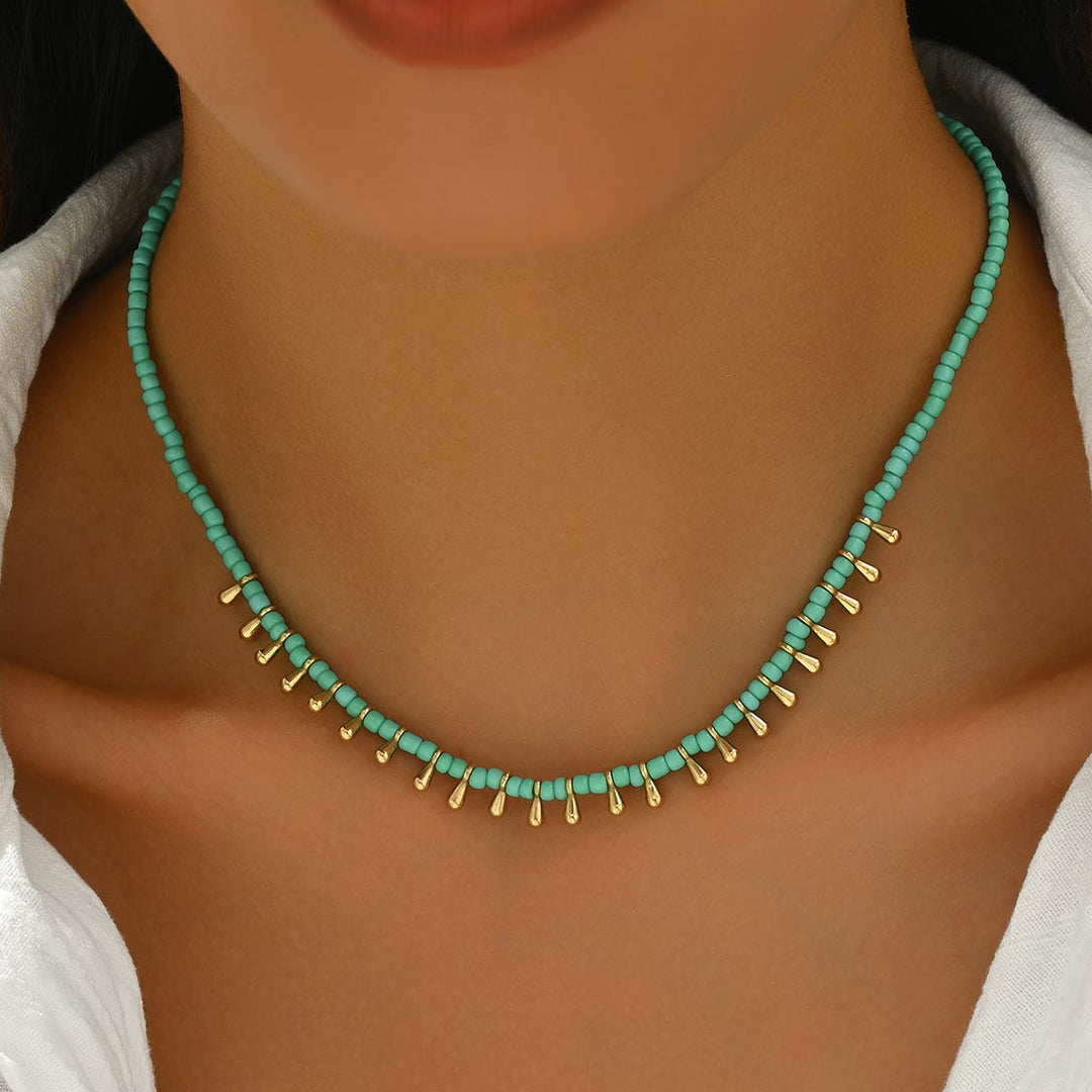 Úna — Dainty Turquoise & Gold Necklace