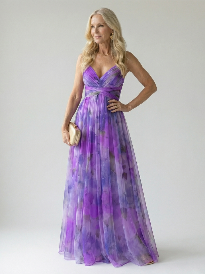 Liora — Watercolour Wrap Maxi Dress