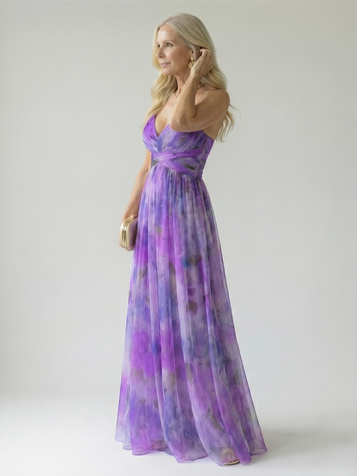 Liora — Watercolour Wrap Maxi Dress