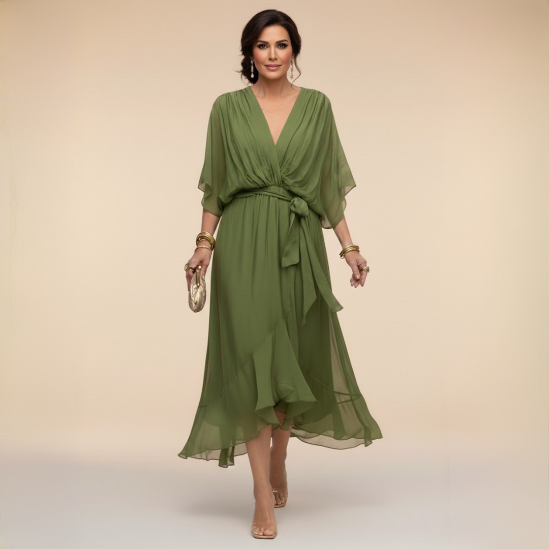 Monica | V-Neck Wrap Midi Dress