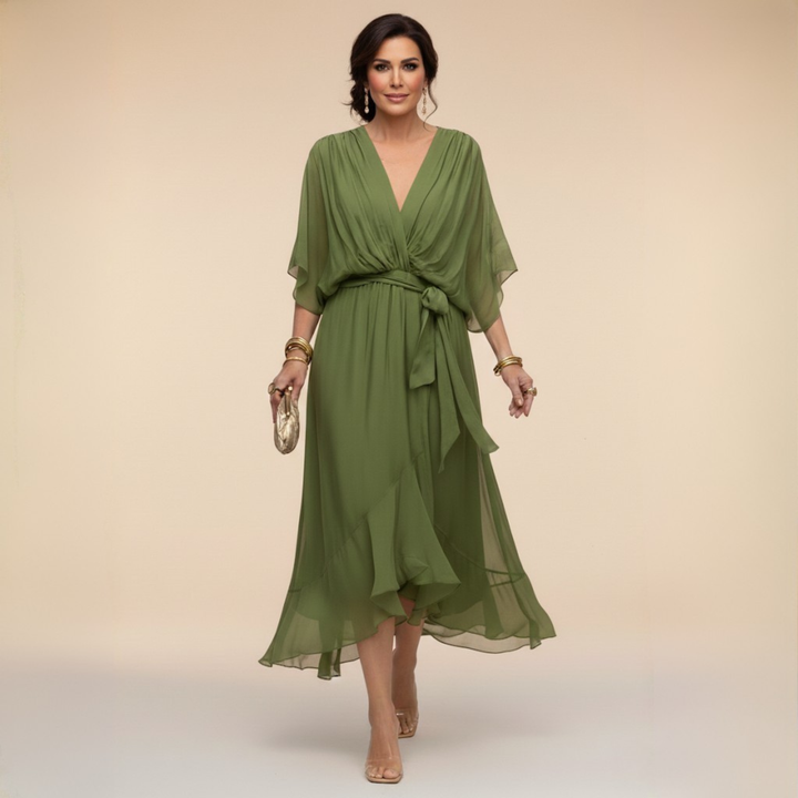 Monica | V-Neck Wrap Midi Dress