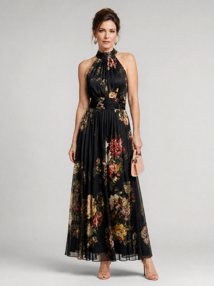 Valentina — Floral Halter Maxi Dress