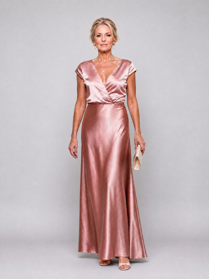 Marguerite — Cap-Sleeve Wrap Maxi Dress
