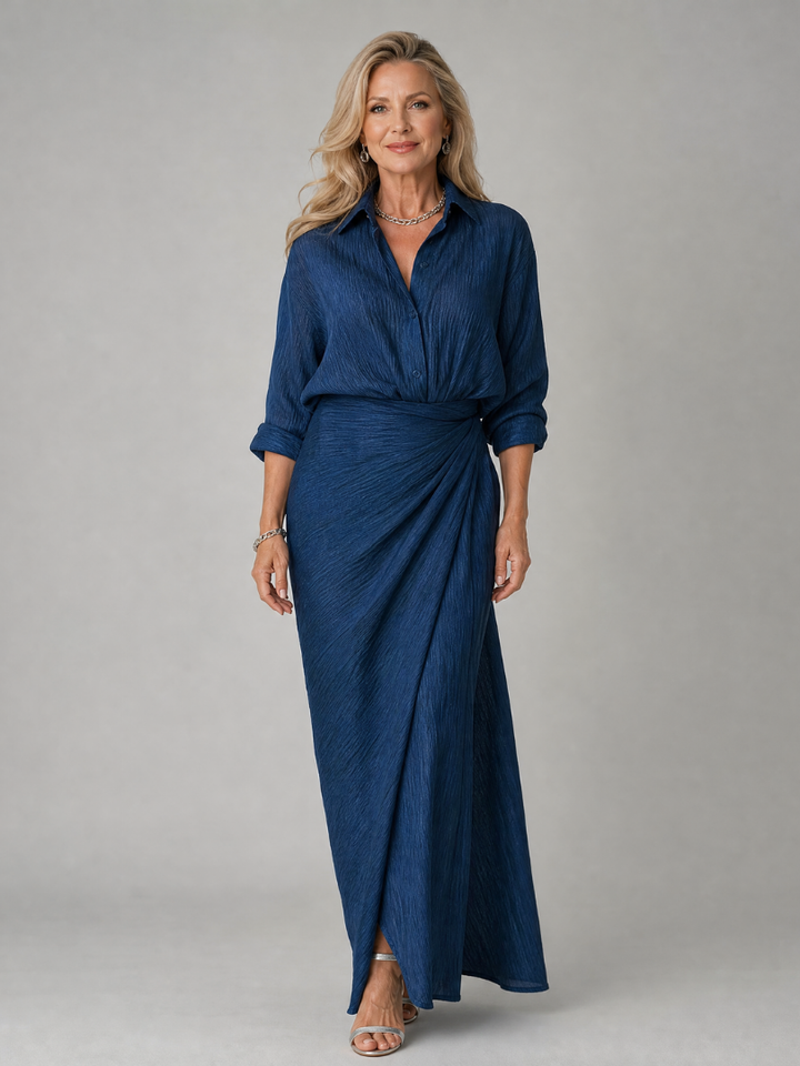 Delphine — Long-Sleeve Wrap Maxi Dress