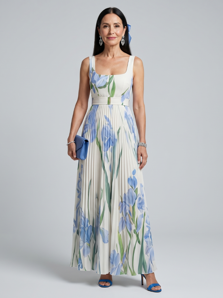 Lisette — Square-Neck Floral Midi Dress