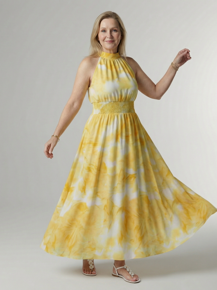 Marisol — Tie-Dye Halter Maxi Dress