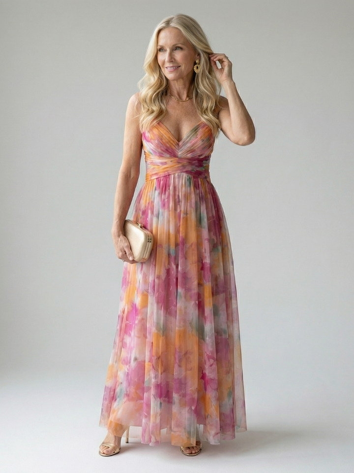Liora — Watercolour Wrap Maxi Dress
