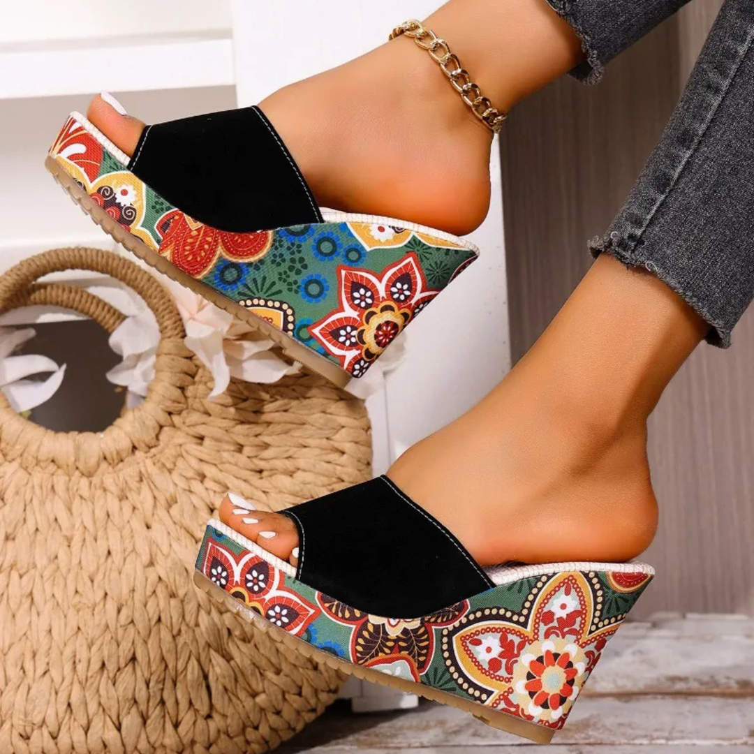 Joelle™ — Sculptural Mules with Floral Heel
