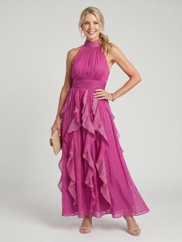 Seraphina — Ruffle-Layer Halter Maxi Dress