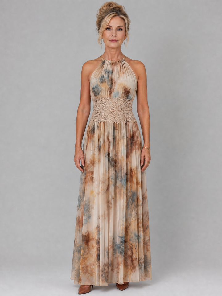 Ondine — Lace-Waist Halter Maxi Dress