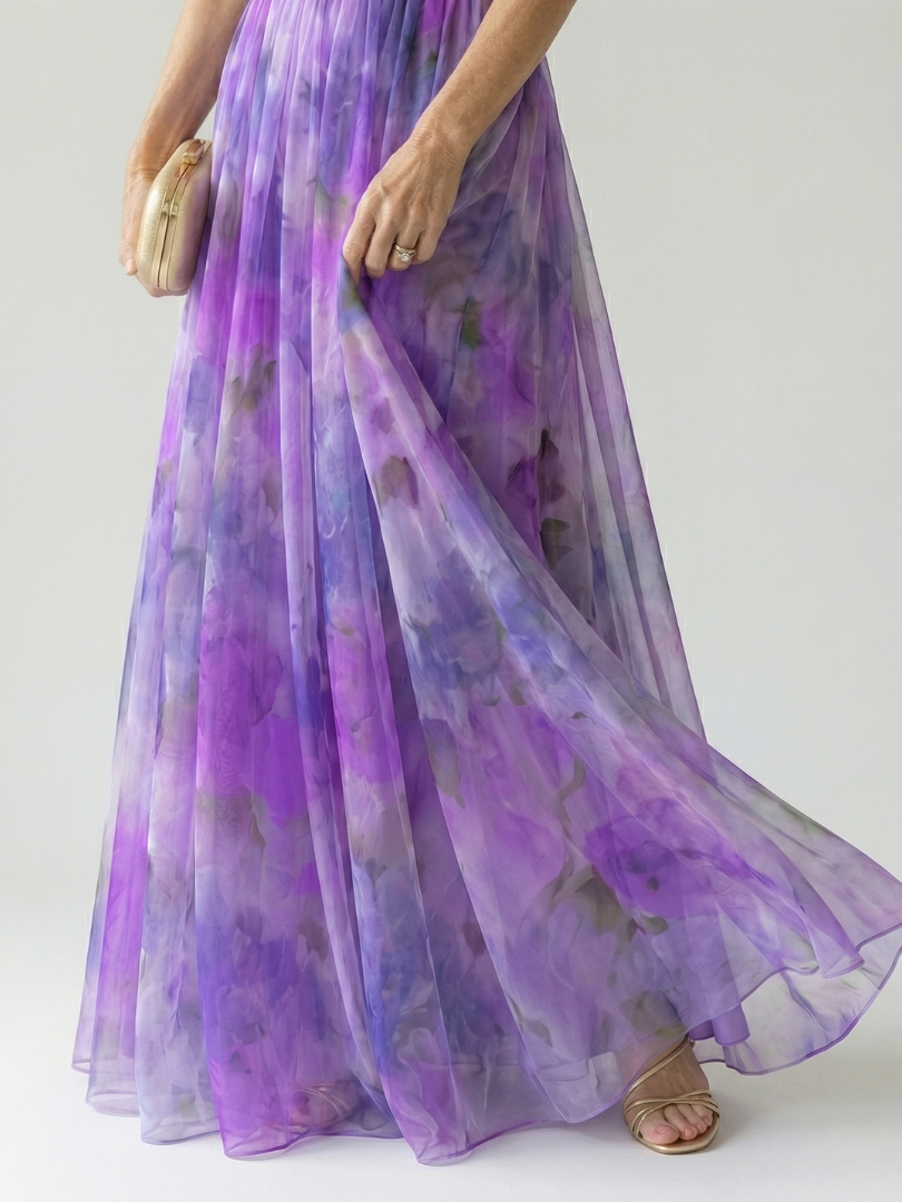 Liora — Watercolour Wrap Maxi Dress