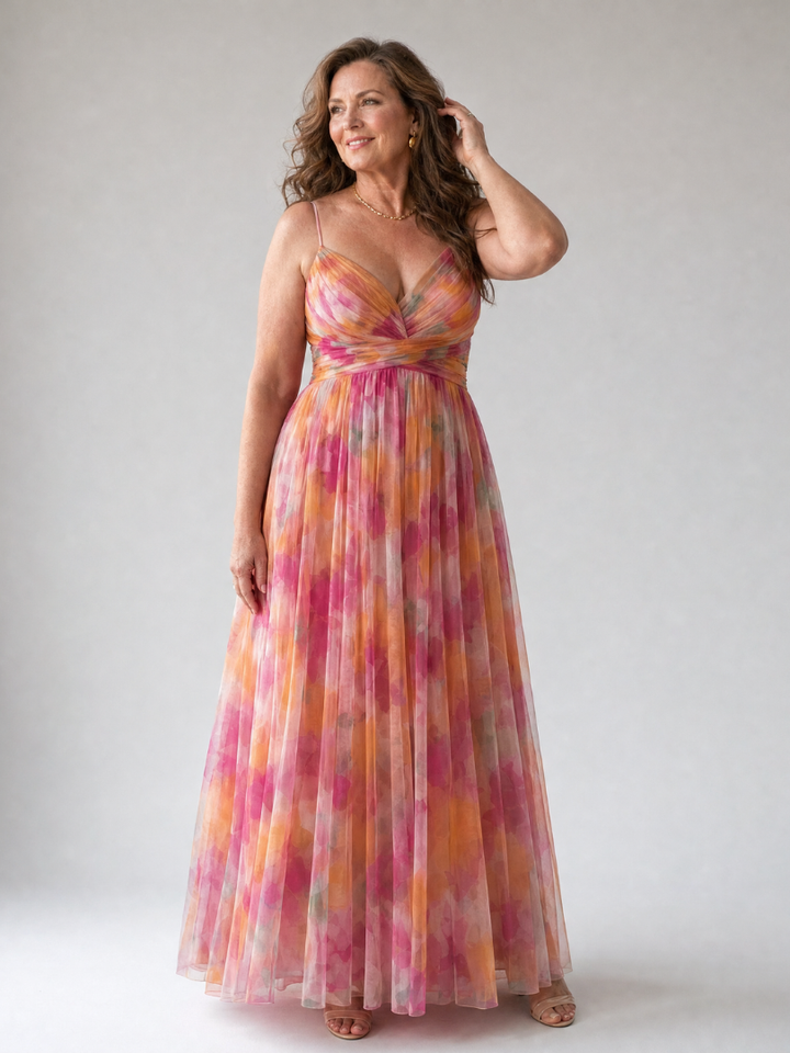 Liora — Watercolour Wrap Maxi Dress