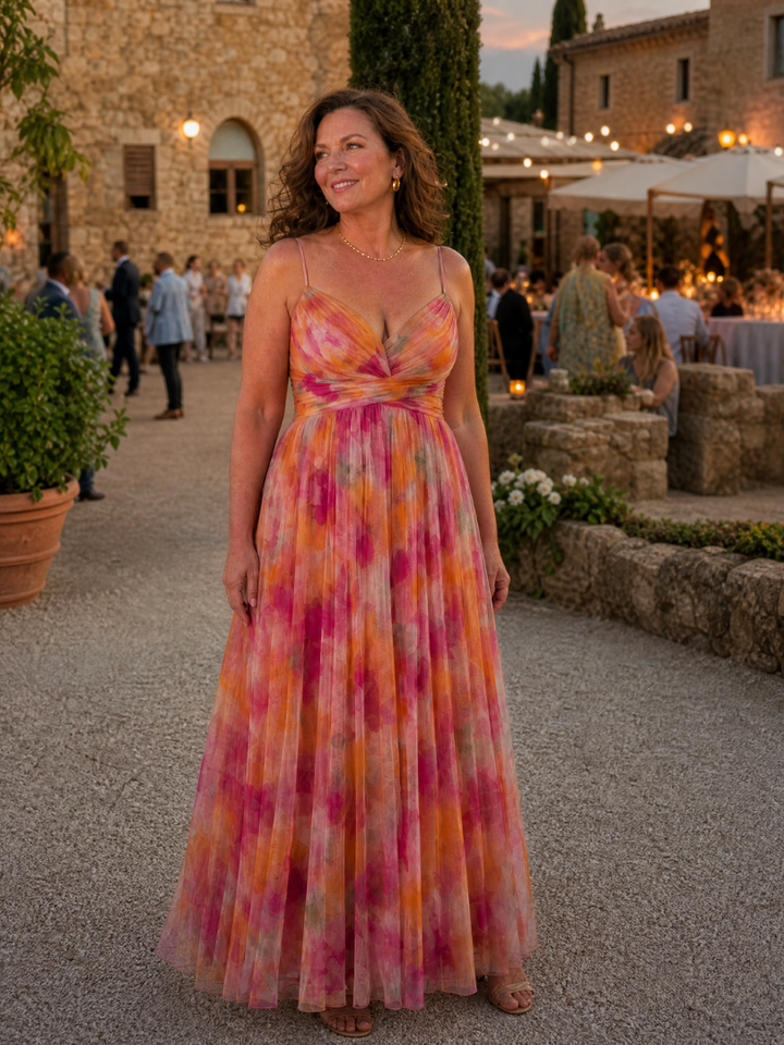 Liora — Watercolour Wrap Maxi Dress
