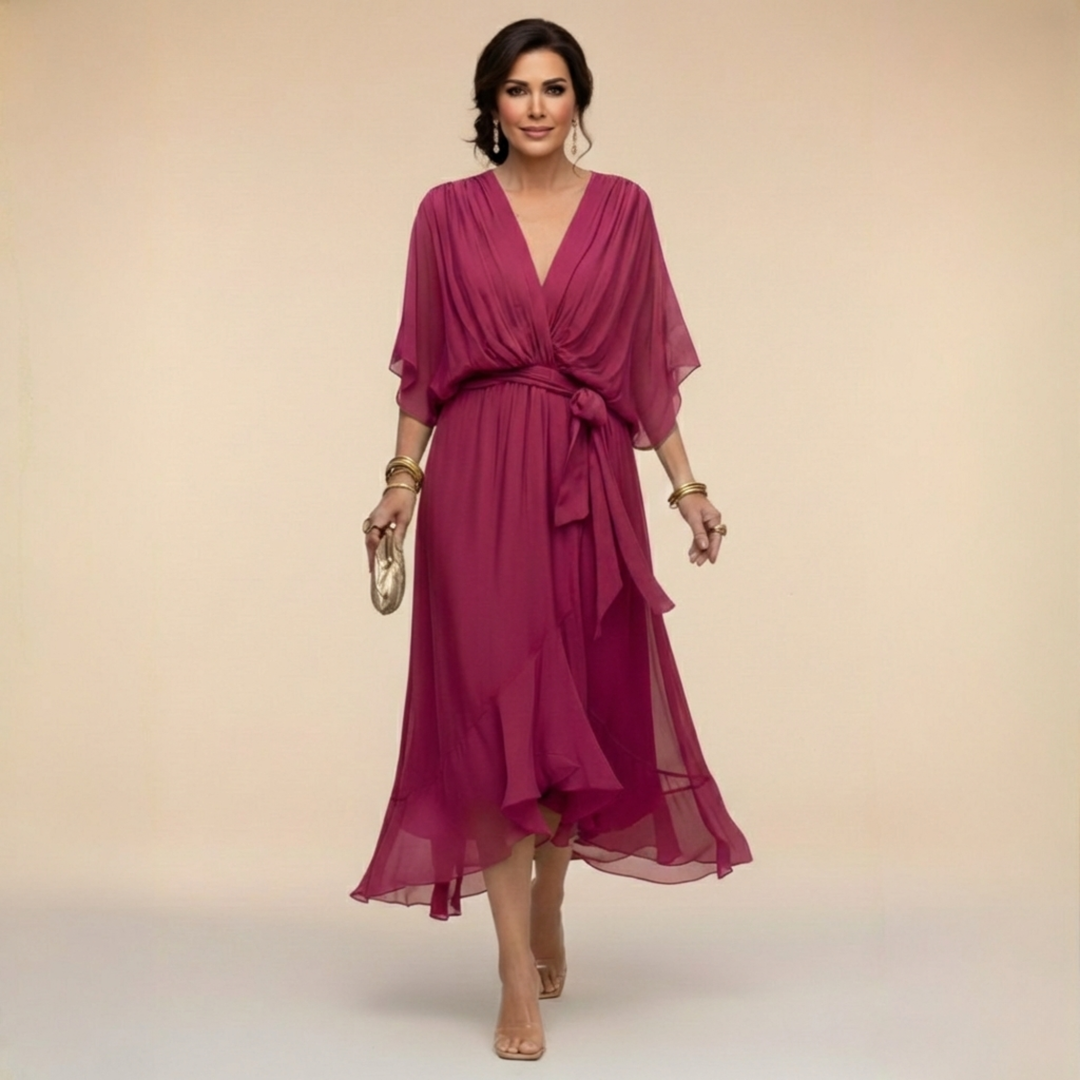 Monica | V-Neck Wrap Midi Dress