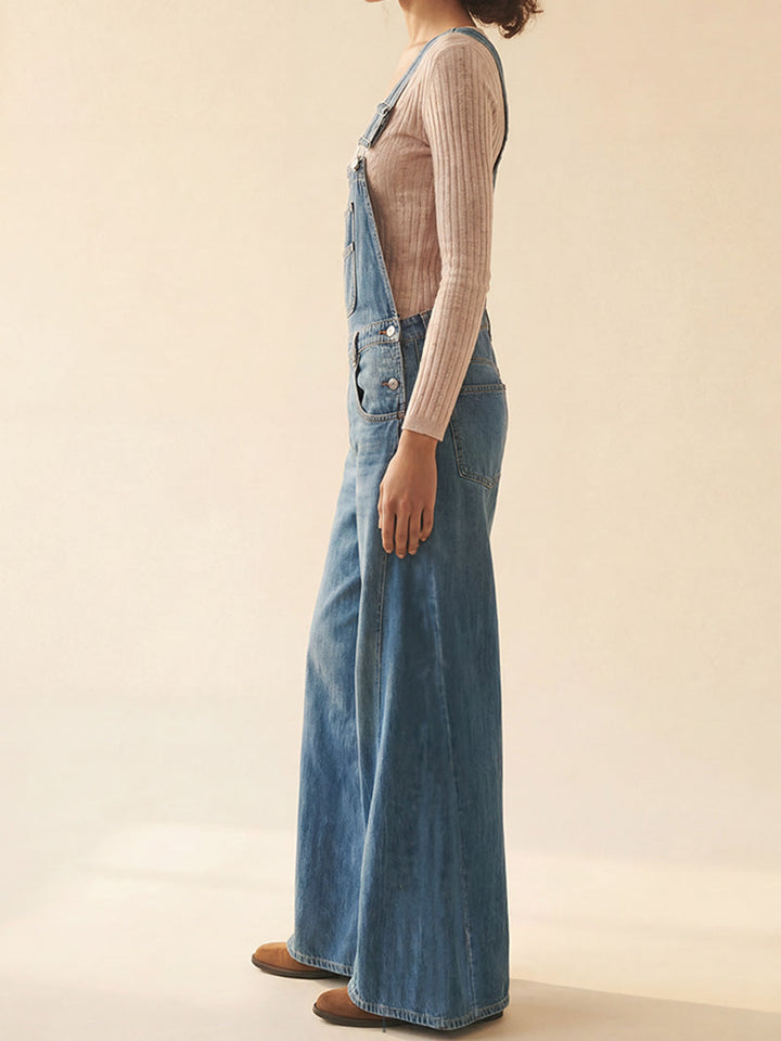 Bríd — Wide-Leg Denim Dungarees