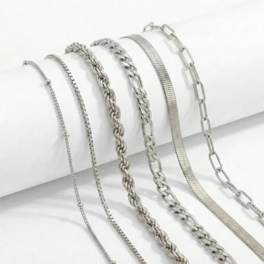 Aoife — Stackable Gold Chain Bracelet Set of 6