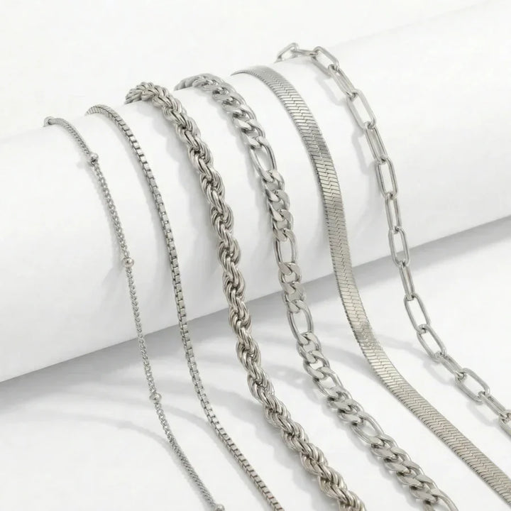 Aoife — Stackable Gold Chain Bracelet Set of 6