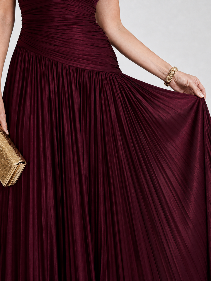Vesper — Pleated V-Neck Maxi Dress